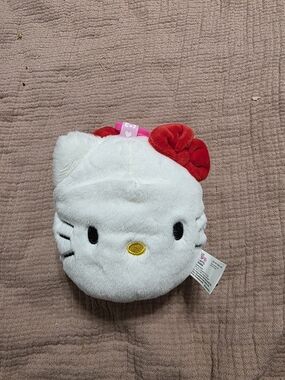 Hello Kitty Plush Reversable Coin Purse - White with Red Bow